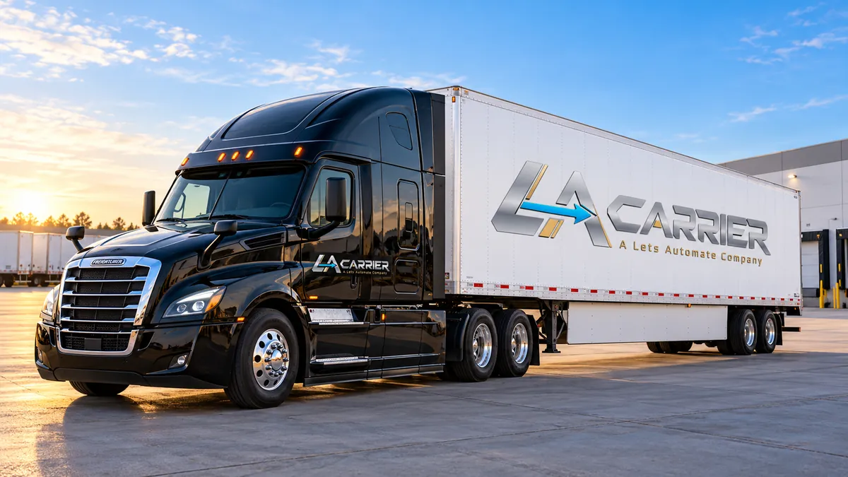 LA Carrier tractor-trailer at the yard
